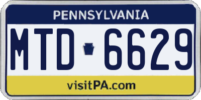 PA license plate MTD6629