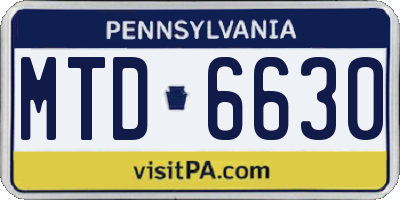 PA license plate MTD6630