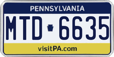PA license plate MTD6635