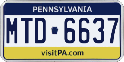 PA license plate MTD6637
