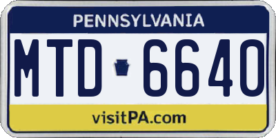 PA license plate MTD6640