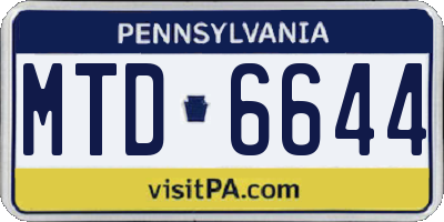 PA license plate MTD6644