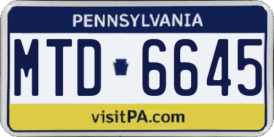 PA license plate MTD6645
