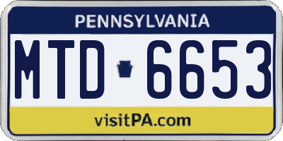 PA license plate MTD6653