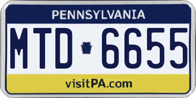 PA license plate MTD6655