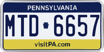 PA license plate MTD6657