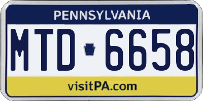 PA license plate MTD6658