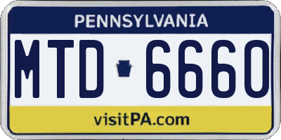 PA license plate MTD6660
