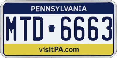 PA license plate MTD6663