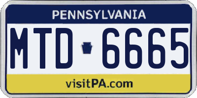 PA license plate MTD6665