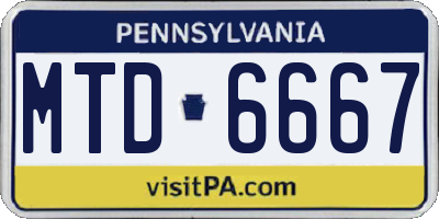 PA license plate MTD6667