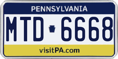 PA license plate MTD6668