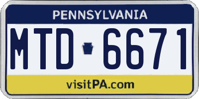 PA license plate MTD6671