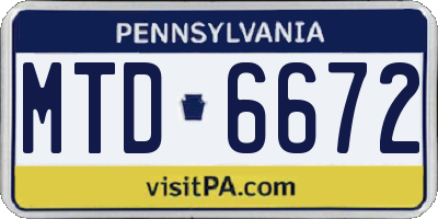 PA license plate MTD6672