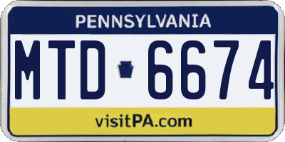 PA license plate MTD6674