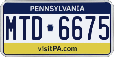 PA license plate MTD6675