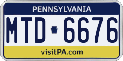 PA license plate MTD6676