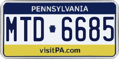 PA license plate MTD6685