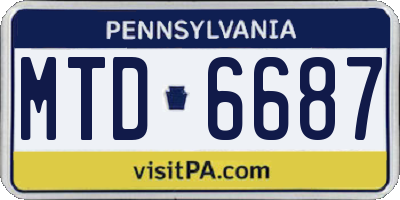 PA license plate MTD6687