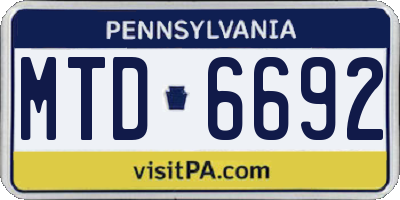 PA license plate MTD6692