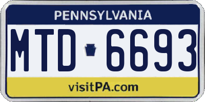 PA license plate MTD6693
