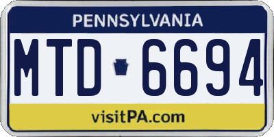 PA license plate MTD6694
