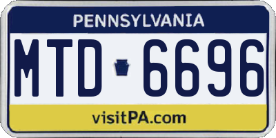 PA license plate MTD6696