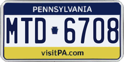PA license plate MTD6708