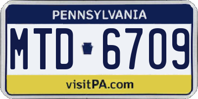 PA license plate MTD6709