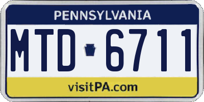 PA license plate MTD6711
