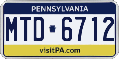 PA license plate MTD6712