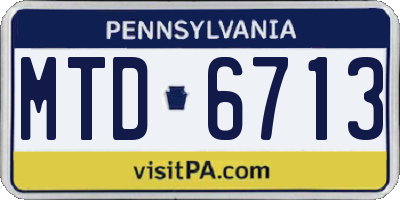 PA license plate MTD6713