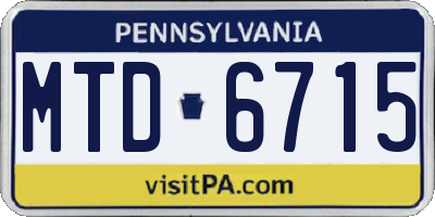 PA license plate MTD6715