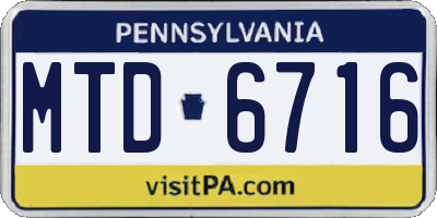 PA license plate MTD6716