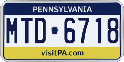 PA license plate MTD6718