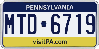 PA license plate MTD6719