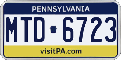 PA license plate MTD6723