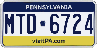 PA license plate MTD6724
