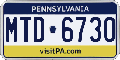 PA license plate MTD6730