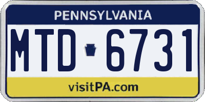 PA license plate MTD6731