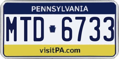 PA license plate MTD6733
