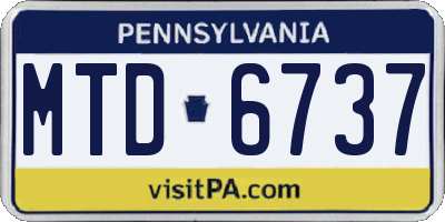 PA license plate MTD6737