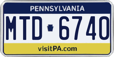 PA license plate MTD6740
