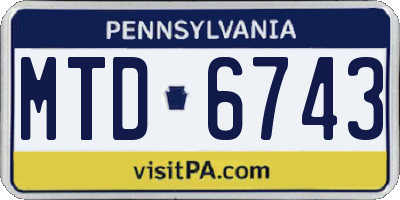 PA license plate MTD6743