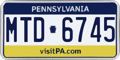 PA license plate MTD6745