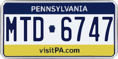 PA license plate MTD6747