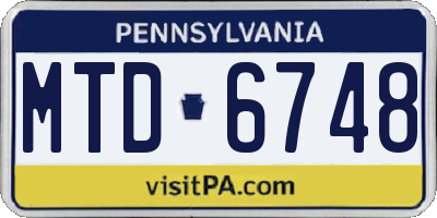 PA license plate MTD6748