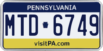 PA license plate MTD6749