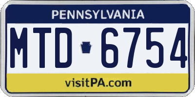 PA license plate MTD6754