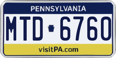 PA license plate MTD6760